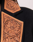 ADBZ013 Genuine leather Hand tooled hand carved Women Blazer dress jacket ladies Girl