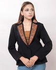 ADBZ014 Genuine leather Hand tooled hand carved Women Blazer dress jacket ladies Girl
