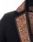 ADBZ014 Genuine leather Hand tooled hand carved Women Blazer dress jacket ladies Girl
