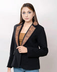 ADBZ014 Genuine leather Hand tooled hand carved Women Blazer dress jacket ladies Girl