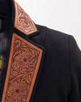 ADBZ015 Genuine leather Hand tooled hand carved Women Blazer dress jacket ladies Girl