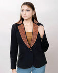 ADBZ015 Genuine leather Hand tooled hand carved Women Blazer dress jacket ladies Girl