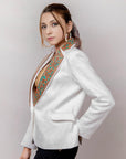 ADBZ016 Genuine leather Hand tooled hand carved Women Blazer dress jacket ladies Girl