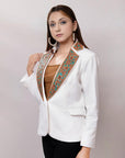 ADBZ016 Genuine leather Hand tooled hand carved Women Blazer dress jacket ladies Girl