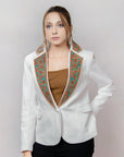 ADBZ016 Genuine leather Hand tooled hand carved Women Blazer dress jacket ladies Girl