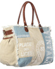 OHLAY KB327 TOTE Upcycled Canvas Genuine Leather women bag western handbag purse