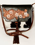 American Darling ADBG910 Clutch Hand Tooled Hair-On Genuine Leather Women Bag Western Handbag Purse