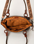 American Darling ADBG923 Tote Hand Tooled Hair-On Genuine Leather Women Bag Western Handbag Purse