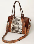 American Darling ADBG923 Tote Hand Tooled Hair-On Genuine Leather Women Bag Western Handbag Purse