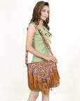 American Darling ADBG926 Messenger Hand Tooled Genuine Leather Women Bag Western Handbag Purse