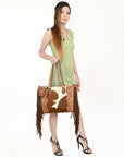 American Darling ADBG930 Tote Hand Tooled Hair-On Genuine Leather Women Bag Western Handbag Purse