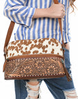 American Darling ADBG931 Crossbody Hand Tooled Hair-On Genuine Leather Women Bag Western Handbag Purse