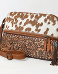 American Darling ADBG931 Crossbody Hand Tooled Hair-On Genuine Leather Women Bag Western Handbag Purse