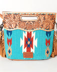 American Darling Clutch Hand Tooled Hair On Genuine Leather Women Bag Western Handbag Purse
