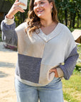 Elaina Plus Size Textured V Neck Top