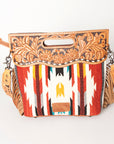 American Darling Clutch Hand Tooled Hair On Genuine Leather Women Bag Western Handbag Purse