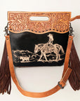 American Darling Clutch Hand Tooled Hair on Genuine Leather Western Women Bag Handbag Purse | Purses for Cute
