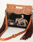 American Darling Clutch Hand Tooled Hair on Genuine Leather Western Women Bag Handbag Purse | Purses for Cute