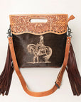 American Darling Clutch Hand Tooled Hair on Genuine Leather Western Women Bag Handbag Purse | Purses for Cute