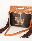 American Darling Clutch Hand Tooled Hair on Genuine Leather Western Women Bag Handbag Purse | Purses for Cute