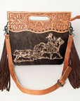 American Darling Clutch Hand Tooled Hair on Genuine Leather Western Women Bag Handbag Purse | Purses for Cute