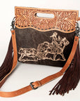 American Darling Clutch Hand Tooled Hair on Genuine Leather Western Women Bag Handbag Purse | Purses for Cute