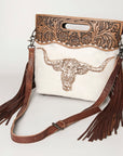 American Darling Clutch Hand Tooled Hair on Genuine Leather Western Women Bag Handbag Purse | Purses for Cute