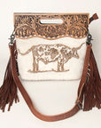 American Darling Clutch Hand Tooled Hair on Genuine Leather Western Women Bag Handbag Purse | Purses for Cute