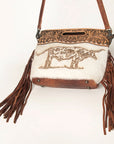 American Darling Clutch Hand Tooled Hair on Genuine Leather Western Women Bag Handbag Purse | Purses for Cute