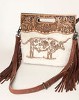 American Darling Clutch Hand Tooled Hair on Genuine Leather Western Women Bag Handbag Purse | Purses for Cute