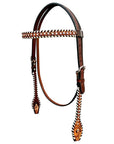 Bar H Equine Genuine Western American Leather Horse Premium Headstall & Breast Collar Set
