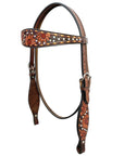 Bar H Equine Genuine Western American Leather Horse Premium Headstall & Breast Collar Set