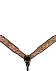 Bar H Equine Horse Genuine Leather Hand Tooled Breast Collar ,Headstall Brown