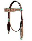 Bar H Equine Horse Genuine Leather Hand Tooled Breast Collar ,Headstall Brown