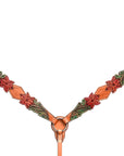 Bar H Equine Horse Genuine Leather Floral Design Hand Painted Breast Collar ,Headstall Brown
