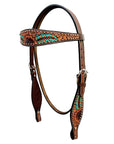 Bar H Equine Genuine Western American Leather Horse Premium Headstall & Breast Collar Set