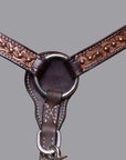 BAR H EQUINE Horse Hand Carved Breast Collar Headstall Genuine Leather Brown