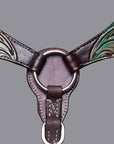 BAR H EQUINE Horse Hand Painted Breast Collar Headstall Genuine Leather Brown