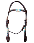 BAR H EQUINE Western Horse Genuine Leather Tack Set Dark Brown