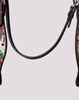 BAR H EQUINE Western Horse Floral Hand Painted Genuine Leather Headstall Brown