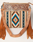American Darling ADBGZ640 Signature Crossbody Hand Tooled Saddle Blanket Genuine Leather Women Bag Western Handbag Purse