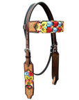 Bar H Equine Western Horse Floral Embroidery Design Genuine American Leather Tack Set
