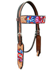 Bar H Equine Western Leather Horse Headstall & Breast Collar Brown