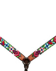 Bar H Equine Western Leather Horse Headstall & Breast Collar Brown