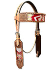 Bar H Equine Western Leather Horse Headstall & Breast Collar Brown