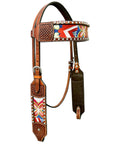 Bar H Equine Western Leather Horse Headstall & Breast Collar Brown