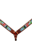 Bar H Equine Western Leather Horse Headstall & Breast Collar Brown