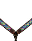 Bar H Equine Horse Genuine Leather embroidery design Breast Collar ,Headstall Brown
