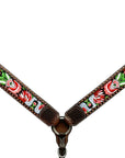 Bar H Equine Horse Genuine Leather embroidery design Breast Collar ,Headstall Brown