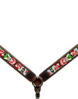 Bar H Equine Horse Genuine Leather embroidery design Breast Collar ,Headstall Brown